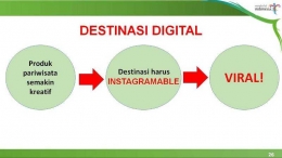 Fokus menjadikan destinasi digital yang instagrammable dan targetkan viral. (Sumber: Presentasi Menpar)