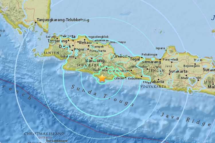 Pusat gempa yang terjadi pada Jumat (15/12/2017) pukul 23.47 WIB.