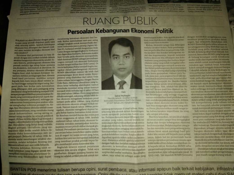 Artikel asli yang dimuat pada Harian Banten Pos (Grup Rakyat Merdeka tanggal 29 November 2017)