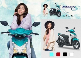 Cantiknya Isyana Sarasvati bersama Yamaha Mio S dan pilihan warna untuk motor ini. Ilustrasi merupakan screenshot dari situs resmi Yamaha.