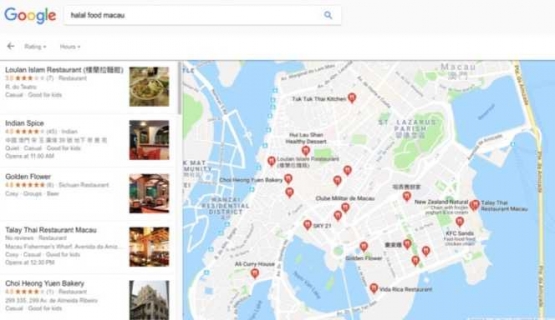 Deretan resto halal bisa dilihat juga dari pencarian google | Foto: Rifki Feriandi