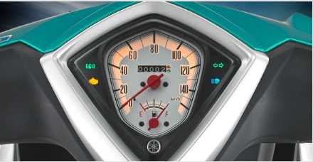Desain speedometernya simple dengan background warna putih (http://www.yamaha-motor.co.id/product/mio-s)
