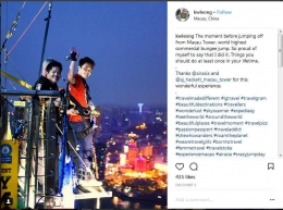 Deskripsi : akun IG @kwleong bersiap bungee jumping dengan terlebih dahulu menatap kamera dan seperti memberi salam. Kalau bagi anak outdoor activity post IG ini keren banget I Sumber Foto : IG @kwleong