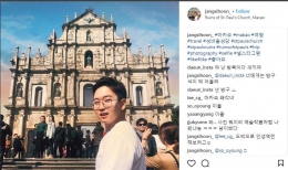 akun IG Jangsihoon menampilkan bagian muka dari reruntuhan St.Paul dengan dirinya melihat kamera begitu memikat I sumber foto : IG jangsihoon