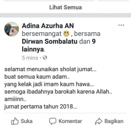 Dok.  Facebook kaka Adina Azhura AN