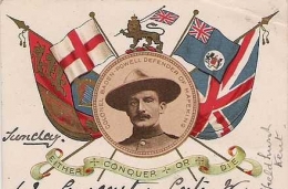 Wajah Baden-Powell sebagai pahlawan dari Mafeking pada kartu pos yang dicetak di Inggris awal 1900-an. (Foto: Istimewa)