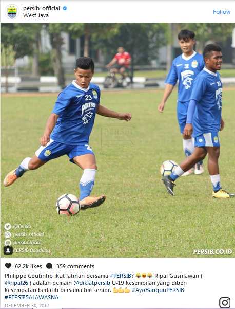 Ada 'Coutinho' di akun IG Persib (indosport.com)