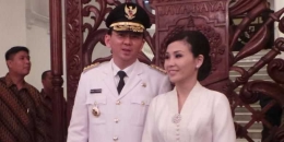 Basuki Tjahaya Purnama atau Ahok bersama istrinya Veronica Tan saat Ahok menjabat sebagai gubernur.(Kompas.com/Kurnia Sari Aziza)
