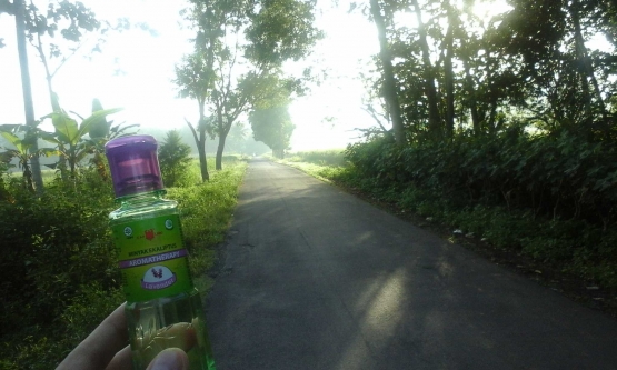 Setiap pagi, saya tidak lupa menggunakan Kayu Putih Aroma Saat jalan kaki. Dokpri