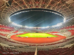 Lighting-nya GBK Stadium kini lebih menakjubkan (source: instagram @vegit_hughes)