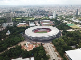 Stadion Utama GBK yang khas dengan desain Temu Gelang, hasil perwujudan ide Bung Karno (source: instagram @vegit_hughes)