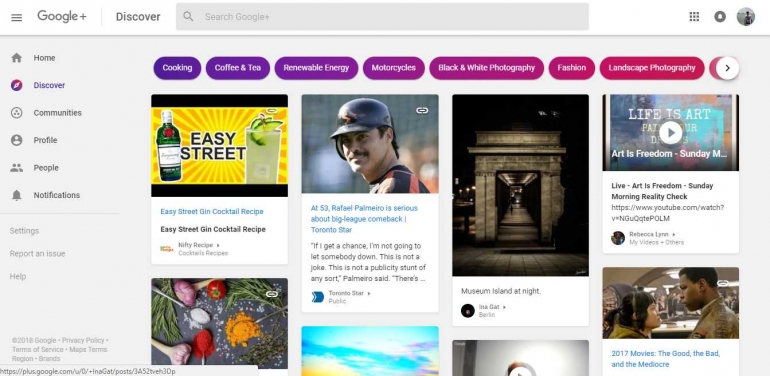 tampilan Google Plus (grafis pribadi)