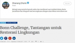 Screenshot tulisan Dhanang Dave di Kompasiana