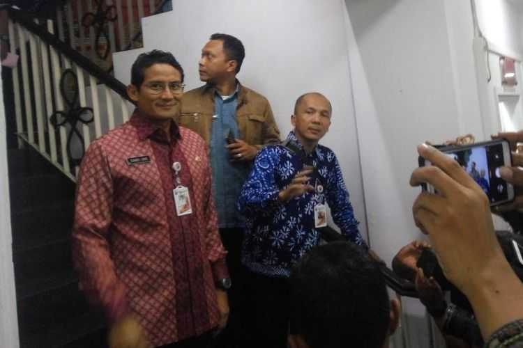 Wakil Gubernur DKI Jakarta Sandiaga Uno di Mapolda Metro Jaya, Kamis (18/1/2018).