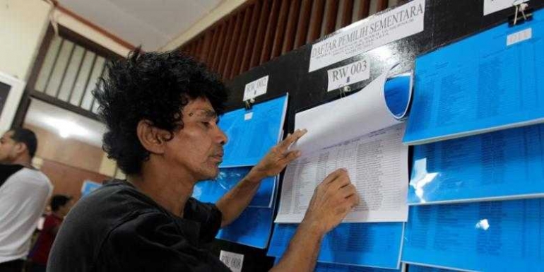 Ilustrasi Warga melihat daftar pemilih sementara (DPS) di Kantor Kelurahan Kebon Kacang, Tanah Abang, Kamis (19/4/2012).(KOMPAS IMAGES/RODERICK ADRIAN MOZES )
