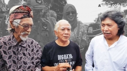 Yok dan Nomo Koeswoyo bersama Emha Ainun Najib ketika melepas kepergian Yon Koeswoyo. (sumber foto: caknun.com)