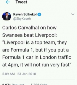 Komentar pelatih anyar Swansea (twitter Kaveh Solhekol dalam FP Liverpool Garis Keras)