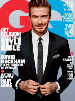 David Beckham dengan pose sama, dalam cover majalah fashion, GQ