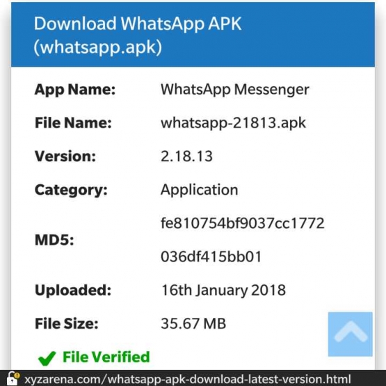 gambag Screenshoot aplikasi APK. Sumber gambar ; https://www.xyzarena.com/whatsapp-apk-download-latest-version.html