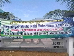 Spanduk Maulid Nabi Muhammad SAW di Gampong Blang Oi