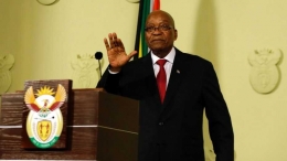 Akspersi Jacob Zuma ketika mengumumkan pengunduran dirinya. Photo: a57.foxnews.com