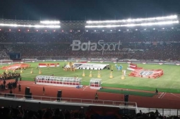 Suasana jelang pertandingan final Piala Presiden 2018 antara Persija Jakarta dan Bali United di Stadion Utama Gelora Bung Karno, Sabtu (17/2/2018).