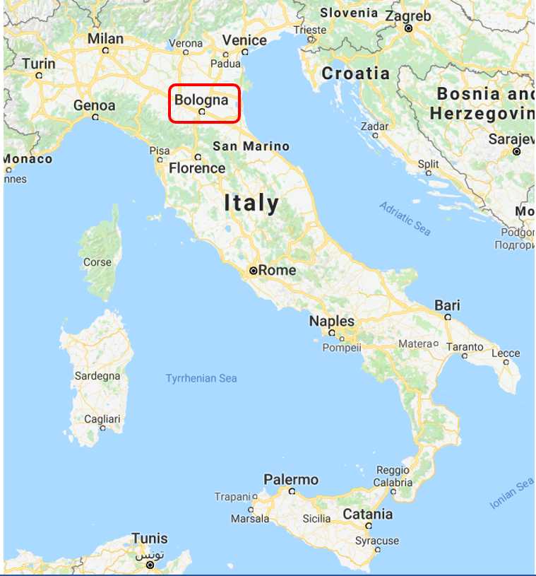 Peta Italia (Google Map) - seperti sepatu boot
