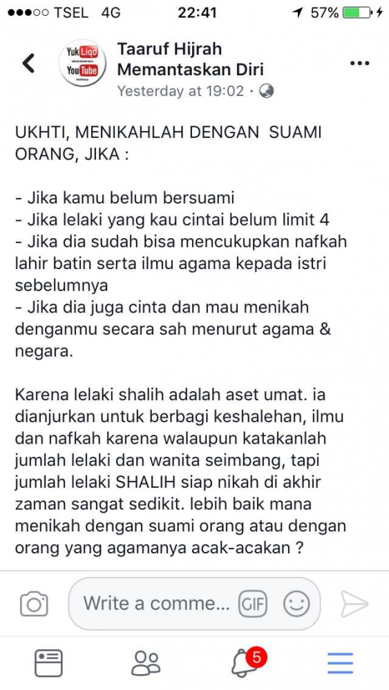 Tanggapan Saya Atas Tulisan Anjuran Menikahi Suami Orang Yang