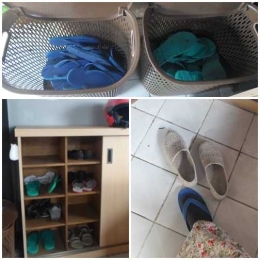 Mengganti sepatu dengan sandal yang disediakan hostel (dok:pribadi)