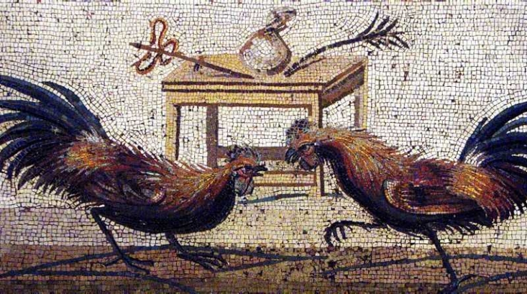 Mosaik Sabung Ayam dari Periode Romawi, Sumber: https://www.trekearth.com/gallery/