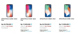 Perbandingan harga iPhone X resmi di Indonesia.