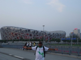 Saya berlatar Bird Nest stadium, IAAF World Championship Beijing 2015 dokumentasi pribadi