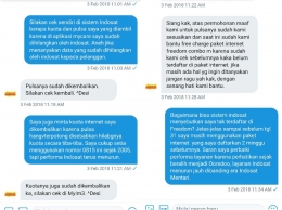 Sebagian komunikasi panjang saya dengan customer care Indosat Ooredoo untuk menuntut pemulihan pulsa dan kuota internet yang hilang pada 31 Januari 2018 dan baru ditanggapi beberapa hari kemudian (dok. pri).