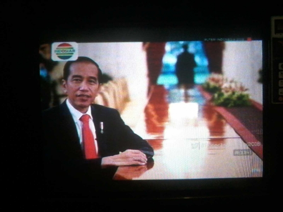Presiden Jokowi turut memberikan sambutan untuk final Puteri Indonesia 2018, melalui video. Pic source: dok.pribadi