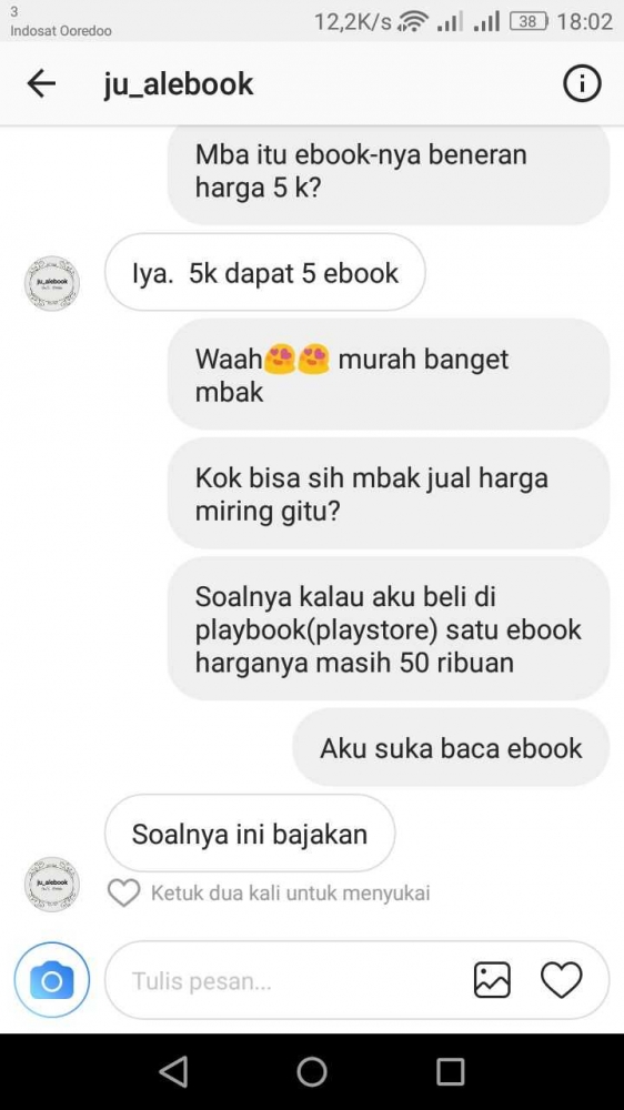 Pengakuan dari si penjual (screenshot pribadi)