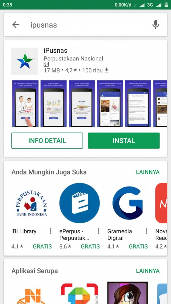 Aplikasi iPusnas (screenshot pribadi)