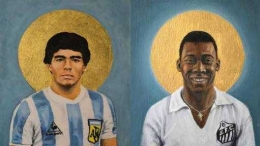 Pele (kanan) dan Maradona (Ilustrasi goal.com)