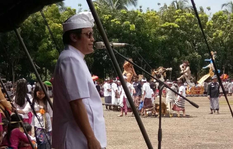 Alit Wiratmaja saat perayaan ogoh-ogoh di Tangerang, Banten. Foto | Dokpri