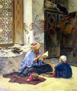 Menuntut ilmu sejak usia dini, salah satu ciri pendidikan Islam klasik. Courtesy: pinterest