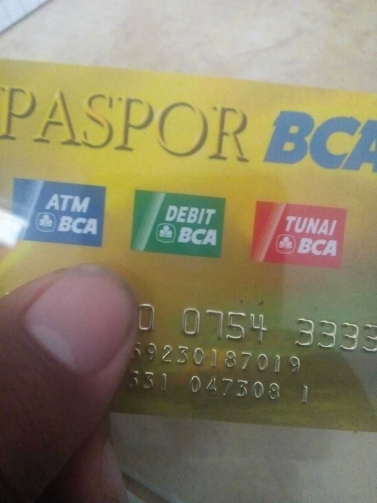 kartu paspor BCA tanpa buku rekening pengganti rekpon dok.pri
