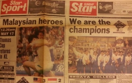 Ilustrasi: Berita kemenangan Tim Thomas Cup Malaysia di media Malaysia (Sumber: astroawani.com)