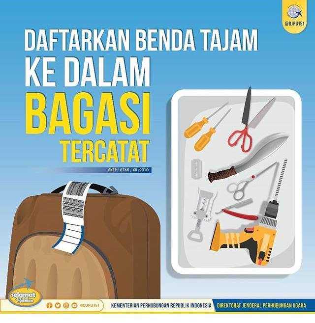 Perhatikan barang-barang mana yang tidak boleh masukkabin pesawat (dok instagram djpu)