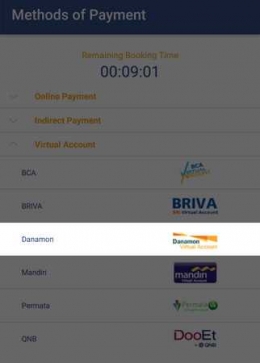opsi pembayaran melalui virtual account danamon | screenshot