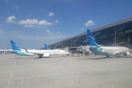 Pesawat terparkir di Terminal 3 Bandara Internasional Soekarno-Hatta, Tangerang, Banten, Kamis (15/3/2018).(KOMPAS.com/SAKINA RAKHMA DIAH SETIAWAN)