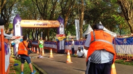 Pelari pertama kategori full marathon, Jogja Mandiri Marathon 2018 (doc. pribadi)