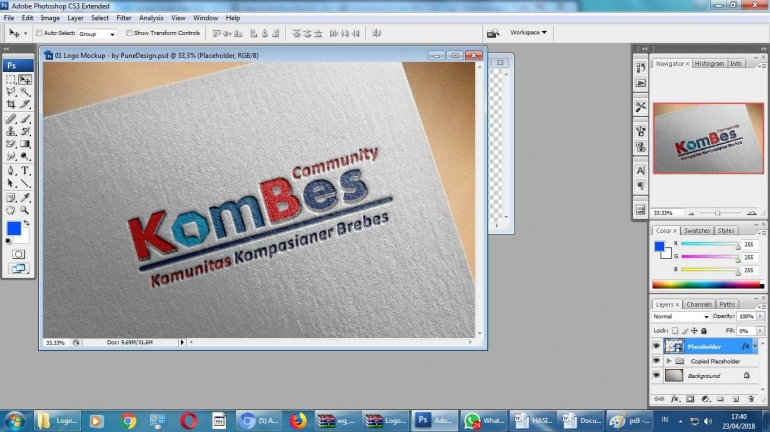 Hasil dari kreasi Mockup dengan mengubah logo/dokumentasi pribadi