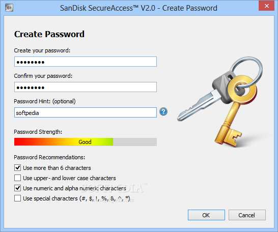 Tampilan antarmuka SanDisk Secure Access di Windows | Sumber: softpedia.com