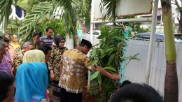 Walikota Jakarta Barat meninjau tanaman didampingi Kepsek SDN Jelambar 08 (dokpri)