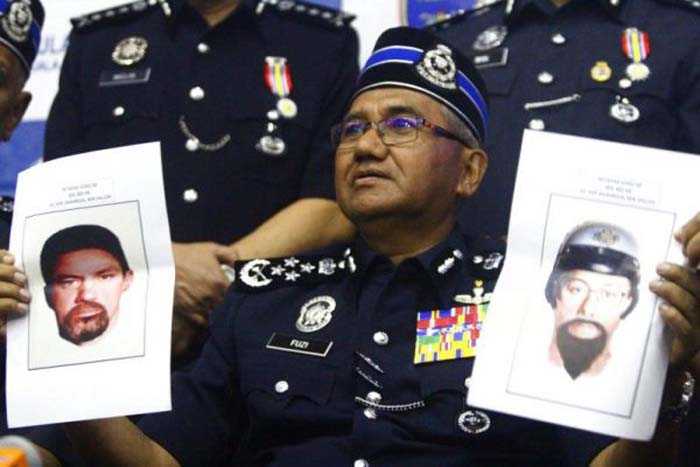 Polis Diraja Malaysia (PDRM) pada Senin, 23 April 2018, merilis dua sketsa wajah pelaku pembunuh cendekiawan muda Palestina, Fadi al-Baths di Kuala Lumpur. (Foto: AP)