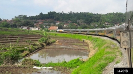 Kereta Api Argo Parahyangan meliuk di tikungan besar Padalarang (dok. pribadi)